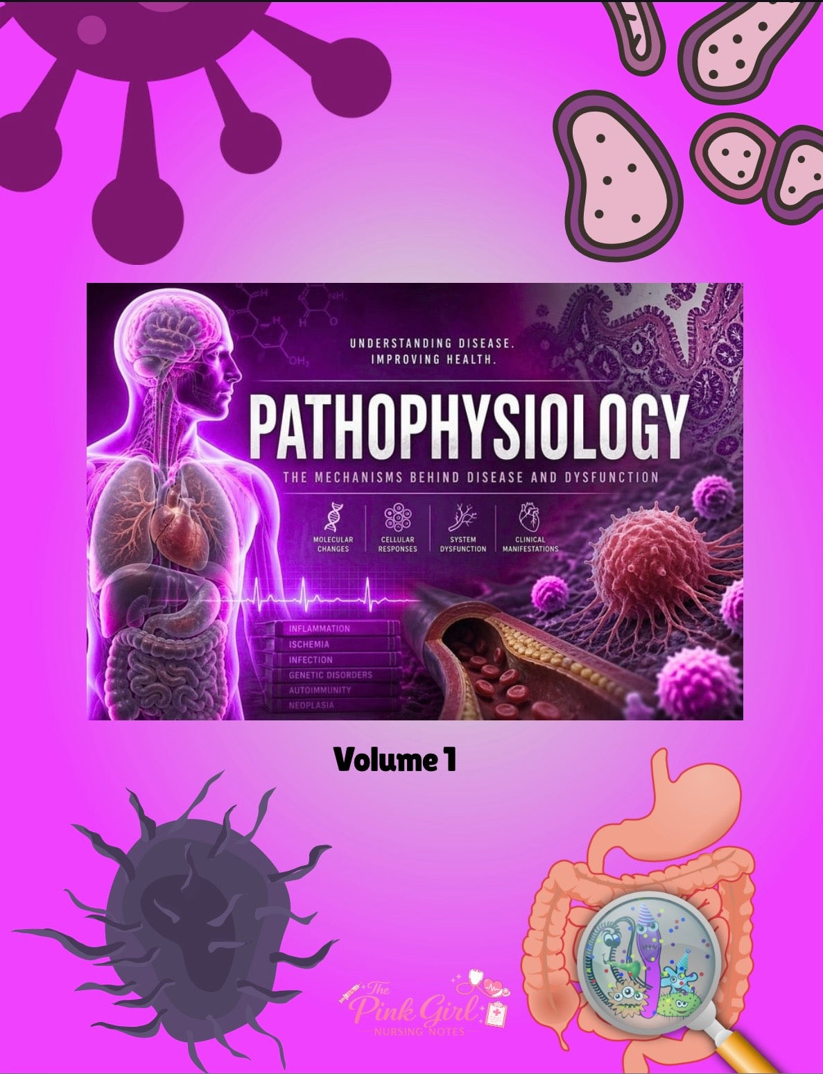 Pathophysiology Volume 1 – Pink Girl Nursing Notes | Visual & Simplified Nursing Study Guide🎀💞